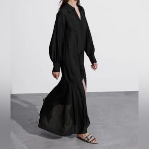 & Other Stories Black Bishop Sleeve Maxi Dress